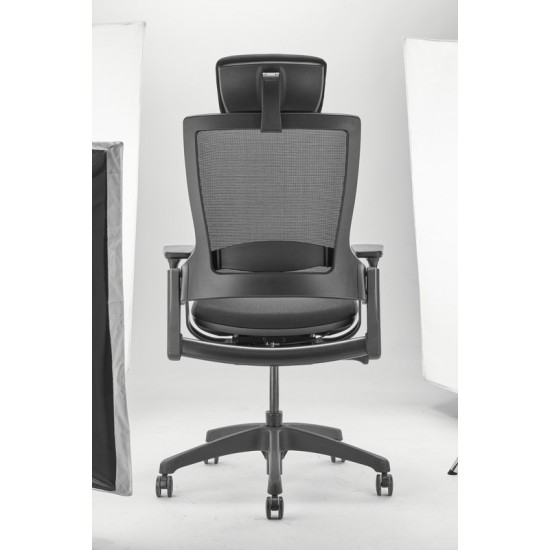 Luke Black Office Chair with Mesh and Headrest