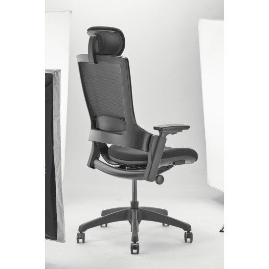 Luke Black Office Chair with Mesh and Headrest