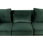 Bayberry Green Velvet Sofa with 3 Pillows