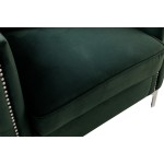 Bayberry Green Velvet Sofa with 3 Pillows