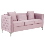 Bayberry Pink Velvet Sofa with 3 Pillows