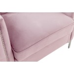 Bayberry Pink Velvet Sofa with 3 Pillows