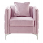 Bayberry Pink Velvet Chair with 1 Pillow