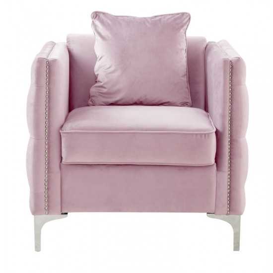 Bayberry Pink Velvet Chair with 1 Pillow