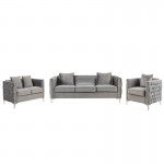 Bayberry Gray Velvet Sofa Loveseat Chair Living Room Set