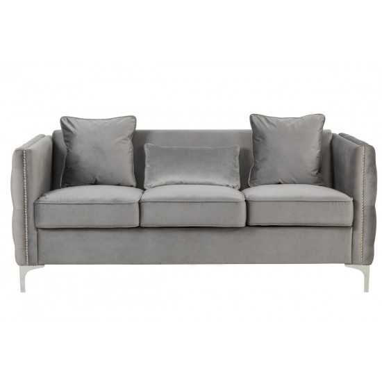 Bayberry Gray Velvet Sofa Loveseat Living Room Set