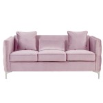 Bayberry Pink Velvet Sofa Loveseat Chair Living Room Set