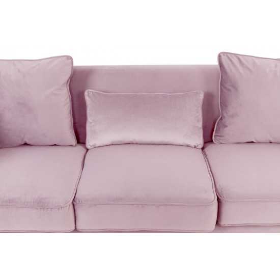 Bayberry Pink Velvet Sofa Loveseat Living Room Set