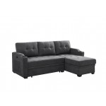 Mabel Dark Gray Woven Fabric Sleeper Sectional with cupholder, USB charging port and pocket