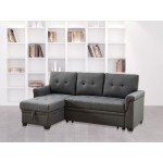 Destiny Dark Gray Linen Reversible Sleeper Sectional Sofa with Storage Chaise