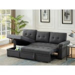 Sierra Dark Gray Linen Reversible Sleeper Sectional Sofa with Storage Chaise