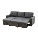 Sierra Dark Gray Linen Reversible Sleeper Sectional Sofa with Storage Chaise