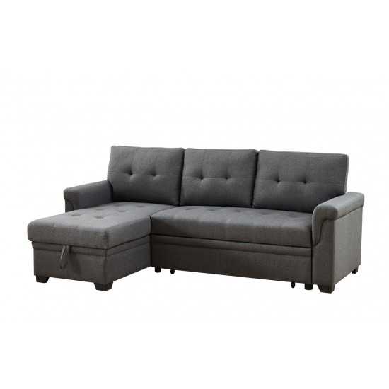 Hunter Dark Gray Linen Reversible Sleeper Sectional Sofa with Storage Chaise