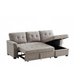 Hunter Light Gray Linen Reversible Sleeper Sectional Sofa with Storage Chaise