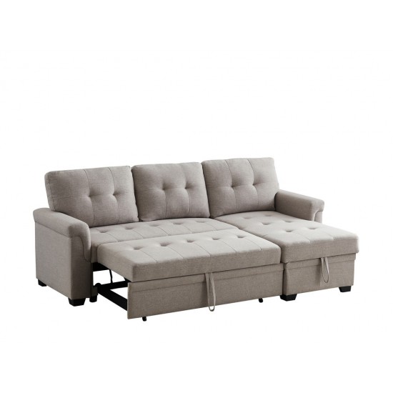 Hunter Light Gray Linen Reversible Sleeper Sectional Sofa with Storage Chaise