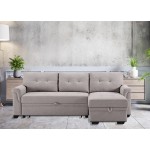 Hunter Light Gray Linen Reversible Sleeper Sectional Sofa with Storage Chaise