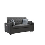 William Modern Gray Fabric Sleeper Sofa with 2 USB Charging Ports and 4 Accent Pillows