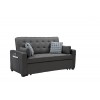 William Modern Gray Fabric Sleeper Sofa with 2 USB Charging Ports and 4 Accent Pillows