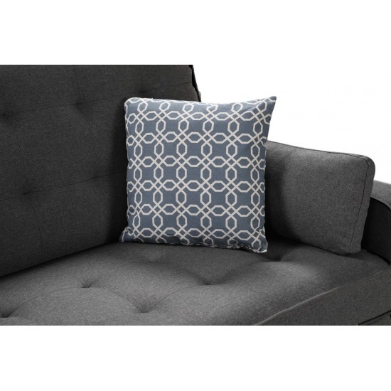 William Modern Gray Fabric Sleeper Sofa with 2 USB Charging Ports and 4 Accent Pillows