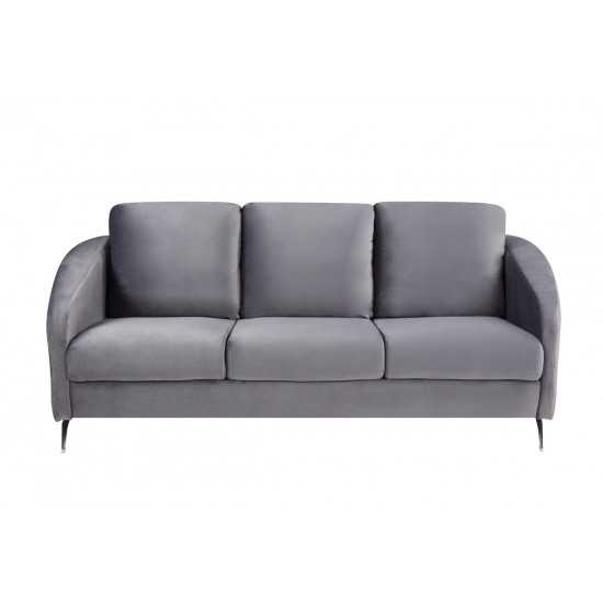 Sofia Gray Velvet Fabric Sofa Loveseat Chair Living Room Set