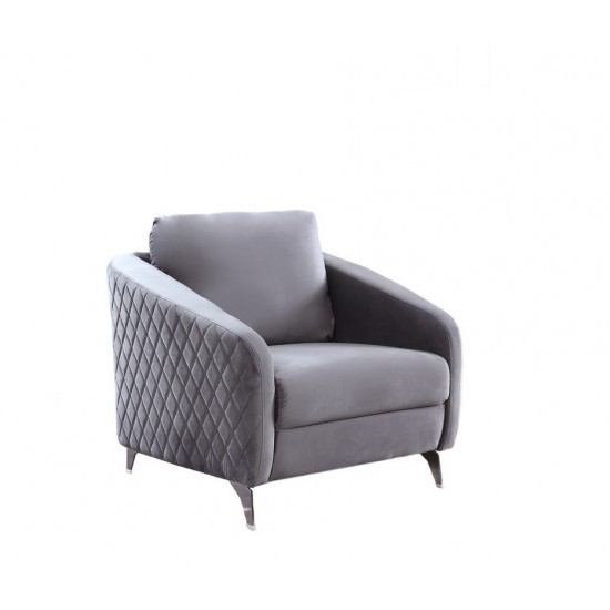 Sofia Gray Velvet Fabric Sofa Loveseat Chair Living Room Set