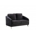 Sofia Black Velvet Fabric Sofa Loveseat Chair Living Room Set