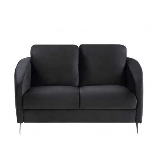 Sofia Black Velvet Fabric Sofa Loveseat Chair Living Room Set