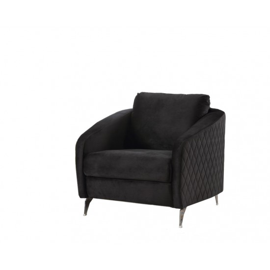 Sofia Black Velvet Fabric Sofa Loveseat Chair Living Room Set