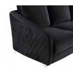 Sofia Black Velvet Fabric Sofa Loveseat Chair Living Room Set