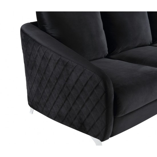 Sofia Black Velvet Fabric Sofa Loveseat Chair Living Room Set