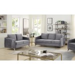 Hathaway Gray Velvet Fabric Sofa Loveseat Living Room Set