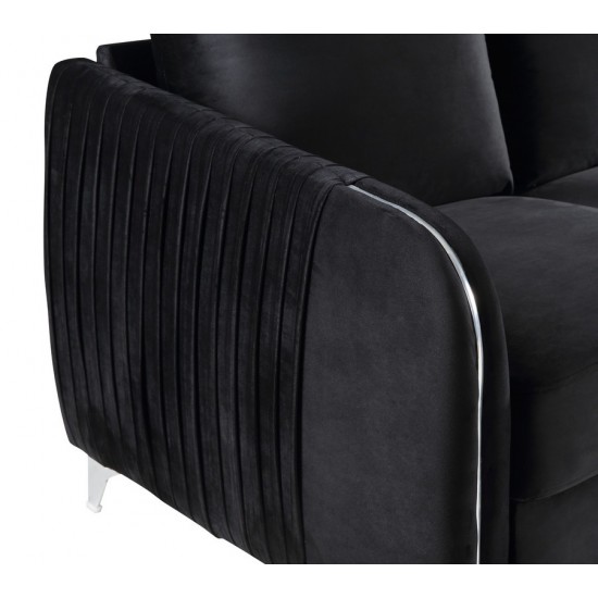 Hathaway Black Velvet Fabric Sofa Loveseat Chair Living Room Set