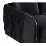 Hathaway Black Velvet Fabric Sofa Loveseat Living Room Set