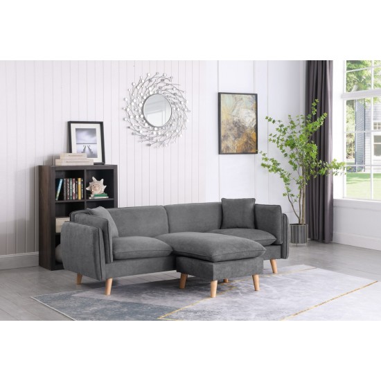 Brayden Light Gray Fabric Sectional Sofa Chaise