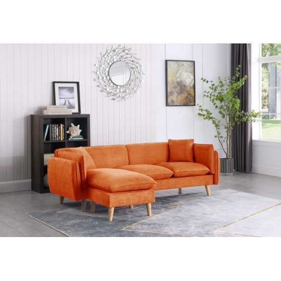 Brayden Orange Fabric Sectional Sofa Chaise