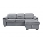 Jaxon Light Gray Linen Sleeper Sectional Sofa with Storage Chaise