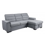 Jaxon Light Gray Linen Sleeper Sectional Sofa with Storage Chaise