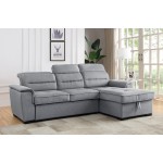 Jaxon Light Gray Linen Sleeper Sectional Sofa with Storage Chaise