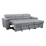 Jaxon Light Gray Linen Sleeper Sectional Sofa with Storage Chaise