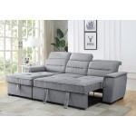 Jaxon Light Gray Linen Sleeper Sectional Sofa with Left Facing Storage Chaise