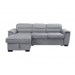 Jaxon Light Gray Linen Sleeper Sectional Sofa with Left Facing Storage Chaise