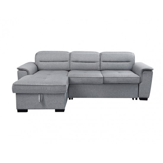 Jaxon Light Gray Linen Sleeper Sectional Sofa with Left Facing Storage Chaise