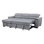 Jaxon Light Gray Linen Sleeper Sectional Sofa with Left Facing Storage Chaise