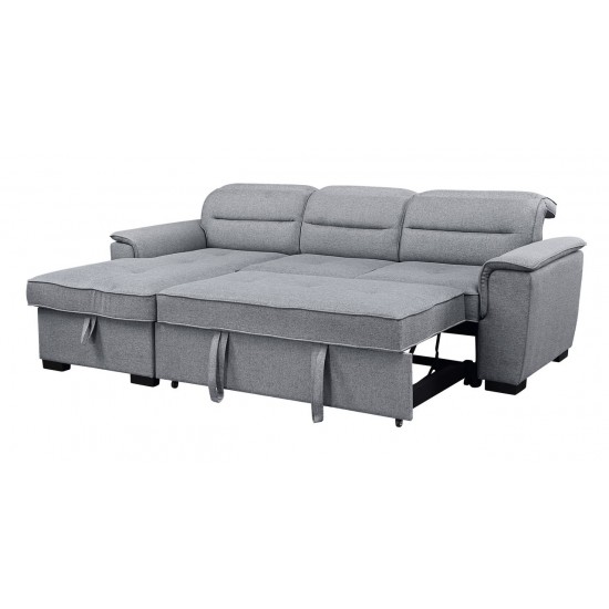 Jaxon Light Gray Linen Sleeper Sectional Sofa with Left Facing Storage Chaise