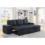 Lucas Dark Gray Linen Sleeper Sectional Sofa with Reversible Storage Chaise