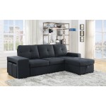 Lucas Dark Gray Linen Sleeper Sectional Sofa with Reversible Storage Chaise