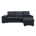 Lucas Dark Gray Linen Sleeper Sectional Sofa with Reversible Storage Chaise