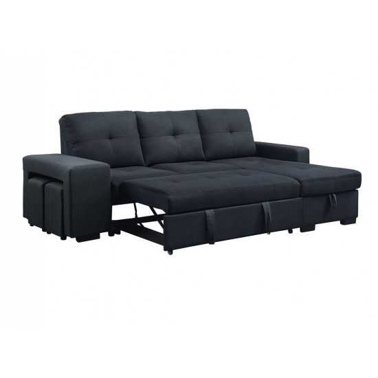 Lucas Dark Gray Linen Sleeper Sectional Sofa with Reversible Storage Chaise