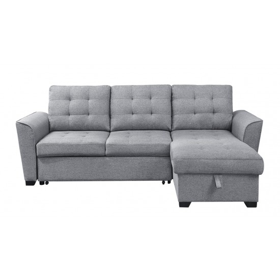 Avery Light Gray Linen Sleeper Sectional Sofa with Reversible Storage Chaise