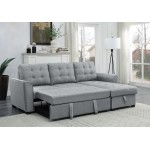 Avery Light Gray Linen Sleeper Sectional Sofa with Reversible Storage Chaise